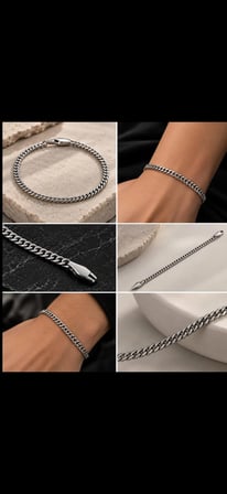 Unisex Örgü Zincir Model Gümüş Renk Paslanmaz Çelik Bileklik
