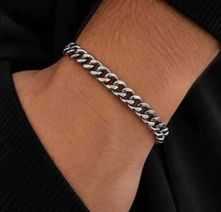 Unisex Gümüş Gurmet Zincir Paslanmaz Çelik Bileklik – Klasik ve Modern Tasarım