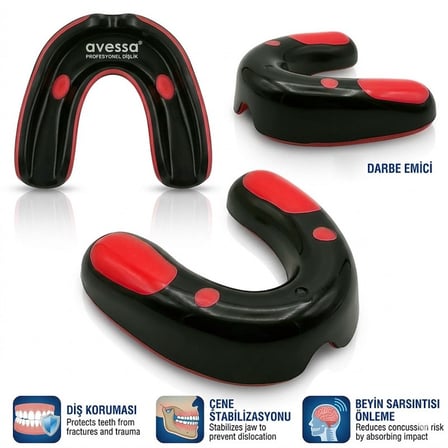 Premium DGL-300-KR Prof. Dişlik Siyah-Kırmızı Maç Gereci Erkek Sporcu Ring Ekipmanı