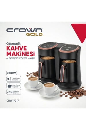 10 Adet İkili Otomatik Türk Kahve Makinesi – 800W Güç, Çift Cezve Kullanımı, Dijital LED, Siyah-Gold, Turkish Coffee Maker