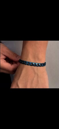 Unisex Mavi Gurmet Küba Zincir Paslanmaz Çelik Bileklik – Şık Modern Tasarım