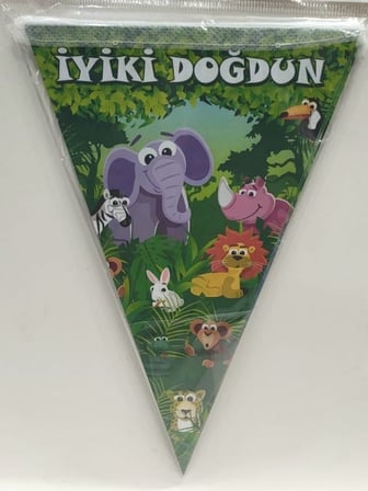 Delux Serisi Kutlama Sürpriz Parti Süsü Safari Üçgen Flama