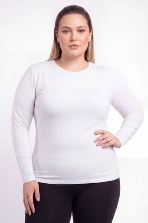 Özel Üretim Giyim Klasik Hediye Kadın Büyük Beden Bisiklet Yaka Uzun Kollu Body