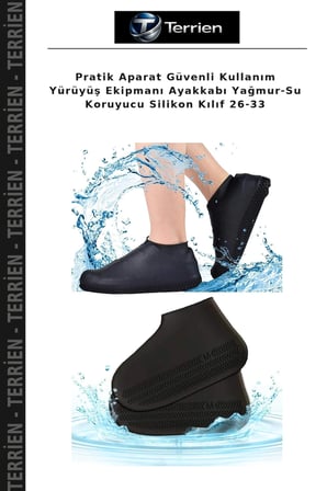 Pratik Aparat Güvenli Kullanım Yürüyüş Ekipmanı Ayakkabı Yağmur-Su Koruyucu Silikon Kılıf 26-33
