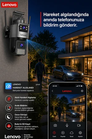 2 Kameralı 10MP Wifili Ultra Renkli Gece Görüşlü Hareket Takipli Güvenlik Kamerası