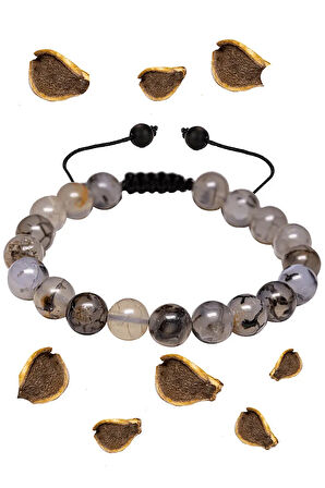 Sertifikalı Aaa+ Makrome Çizgili Akik Taşı Bileklik