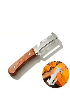 3 Adet Çok Amaçlı Jülyen Bıçağı – Paslanmaz Çelik Bıçak, Ergonomik Ahşap Sap, Sebze Soyacak Ve Şişe Açacağı, Peeler Julienne Opener