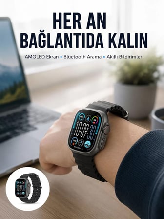 AMOLED Akıllı Saat 49mm Bluetooth Arama Spor ve Sağlık Yeni Nesil