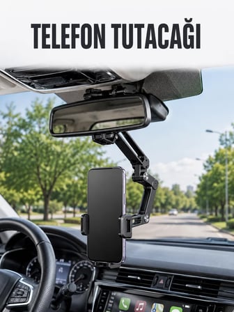 Araç Dikiz Aynası Telefon Tutucu Ayarlanabilir Katlanabilir Navigasyon Telefon Standı