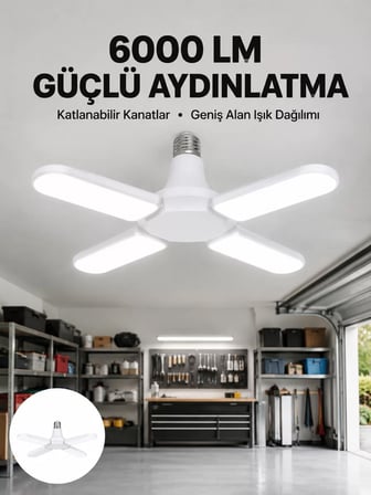 Enerji Tasarruflu LED Ampül 60 Watt 4 Kollu Beyaz Işık Yeni Nesil