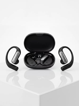 Kulak Kancalı Kablosuz Bluetooth Kulaklık Dijital Göstergeli Şarj Kutulu