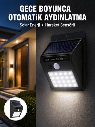 Su Geçirmez 20 LED Solar Aydınlatma | Dış Mekan için PIR Hareket Sensörü ile Akıllı Işık Yeni Nesil