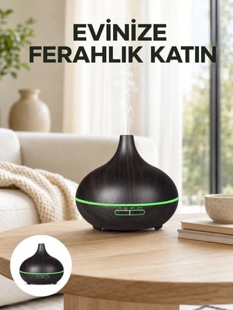 7 Renk Işıklı Ultrasonik Hava Difüzörü – Sessiz ve Güvenli Kullanım Yeni Nesil