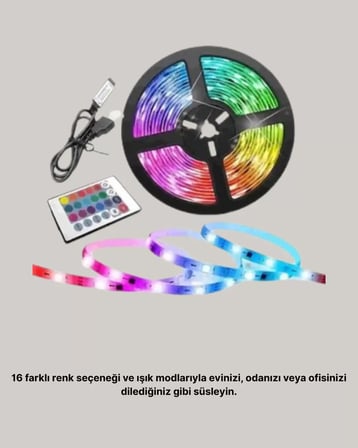 Smart Şerit LED Kumandalı USB Enerjili Suya Dayanıklı Dekoratif Aydınlatma