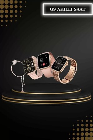 Wireless Şarjlı Pembe Akıllı Saat ve Kablosuz Bluetooth Kulaklık Dokunmatik Kontrol