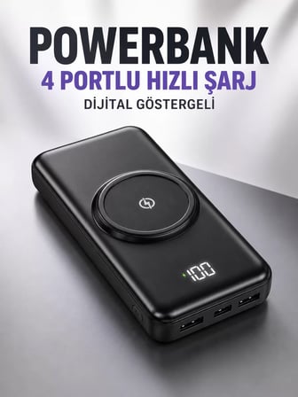 10.000 Mah Powerbank 4 Portlu Hızlı Şarj Dijital Göstergeli