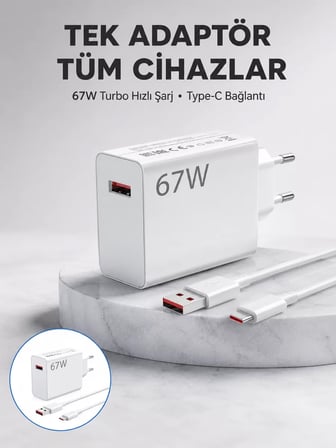 67 Watt Güvenli Hızlı Şarj Adaptörü Samsung M31 M33 M51 Uyumlu Yeni Nesil