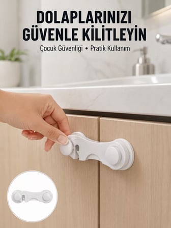 4 Adet Bebek Güvenlik Dolap Kilidi Çift Taraflı Bantlı Kolay Montajlı Emniyet Seti Yeni Nesil