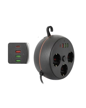 Çoklu Priz Akım Koruma  Soket  USB Type C Hızlı Şarj m Uzatma Kablosu