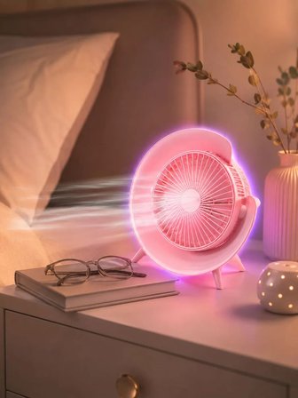RGB Işıklı 3 Kademeli USB Şarjlı Masaüstü Vantilatör