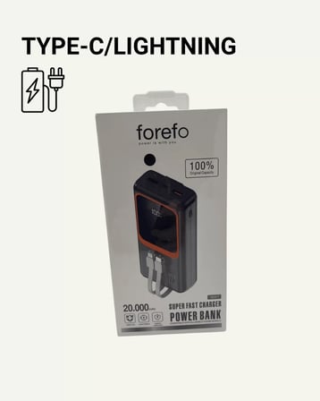 20.000 mAh Taşınabilir Şarj Cihazı Dijital Göstergeli Kablolu Powerbank