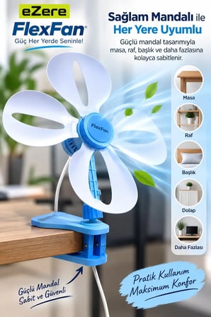 Ezere FlexFan Klipsli Elektirikli Vantilatör Ev Ofis Mini Fan-1852