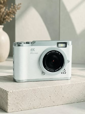 Beyaz 4K Video Kayıtlı 48 MP Dijital Fotoğraf Makinesi Otomatik Odaklama