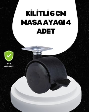 6 cm Kilitli Tekerlek Ayak 4 Adet Sehpa ve Ekipman Uyumlu