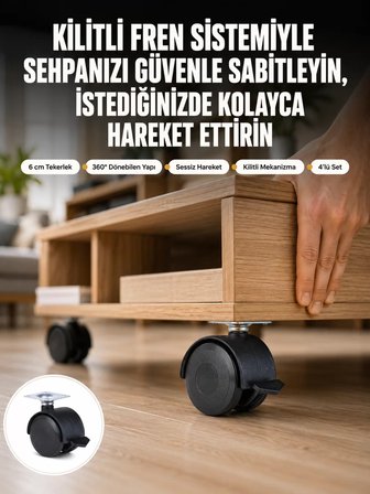 Sehpa ve Restoran Arabası İçin Kilitli Ayak 4’lü