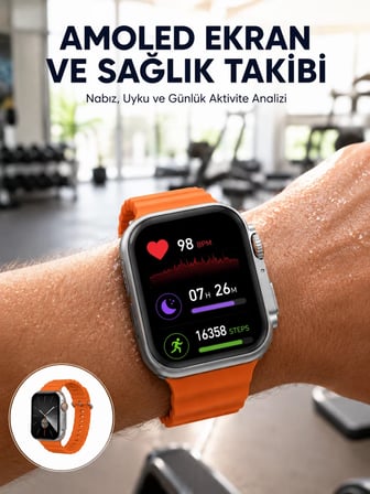 Akıllı Saat Unısex Zarif Görünümlü Titanyum Kasa Amoled Ekran Müzik Dinleme Yeni Nesil