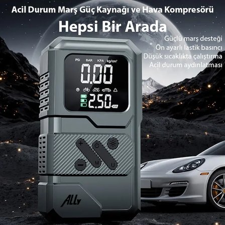 Ally ST-9654 Taşınabilir Göstergeli Araç Lastik Şişirme Ve Starter Akü Takviye Seti-1852