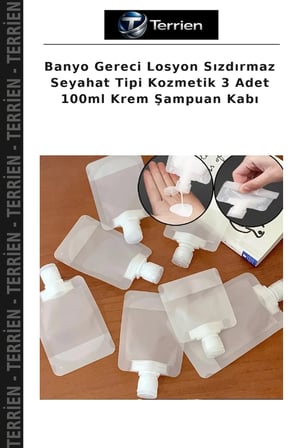 Banyo Gereci Losyon Sızdırmaz Seyahat Tipi Kozmetik 3 Adet 100ml Krem Şampuan Kabı