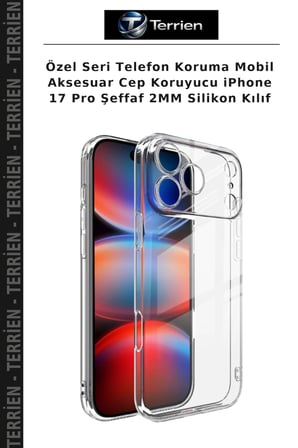 Özel Seri Telefon Koruma Mobil Aksesuar Cep Koruyucu iPhone 17 Pro Şeffaf 2MM Silikon Kılıf