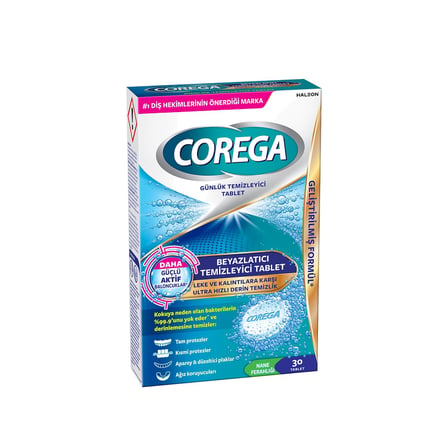 Corega Beyazlatıcı Temizleyici Tablet 30 adet