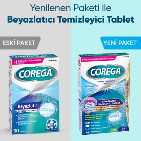 Corega Beyazlatıcı Temizleyici Tablet 30 adet