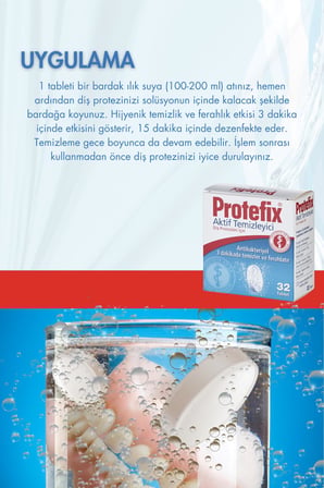 Protefix Diş Protezleri İçin Temizleyici Tablet, 32 Tablet, 2 Adet