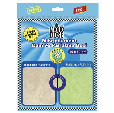 Magic Dose Mikrofiber Çift Fonksiyonlu Oto Kurulama ve Cam Havlusu Premium 50x40 cm