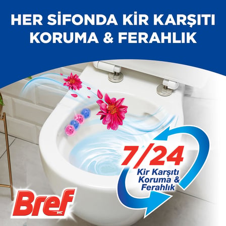 Bref WC Power Aktiv Çiçek Kokulu 2'li Klozet Temizleme Topları 1 x 2 Adet, Çiçek 2, İkili