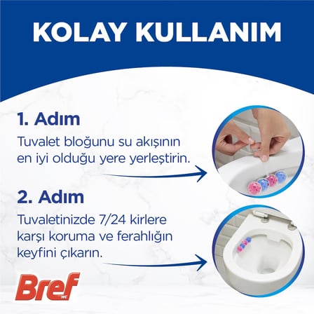Bref WC Power Aktiv Çiçek Kokulu 2'li Klozet Temizleme Topları 1 x 2 Adet, Çiçek 2, İkili