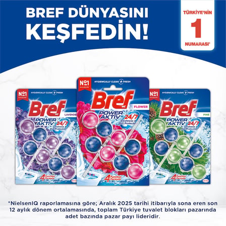 Bref WC Power Aktiv Çiçek Kokulu 2'li Klozet Temizleme Topları 1 x 2 Adet, Çiçek 2, İkili