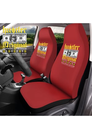 Mirsepet Toyota Aygo İle Uyumlu Oto Koltuk Kılıfı Kırmızı 4 Parça Tasarım Logo Hustle