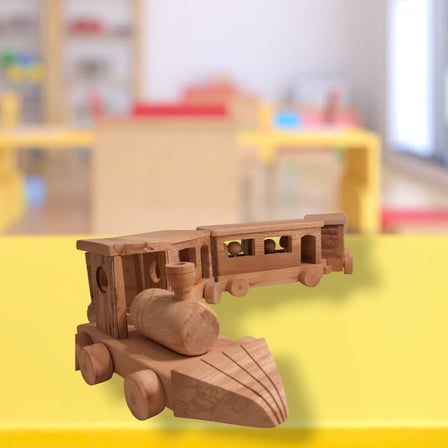 Montessori 4 Parça El Yapımı Ahşap Yolcu Treni Seti