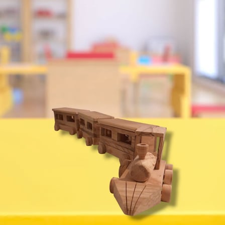 Montessori 4 Parça El Yapımı Ahşap Yolcu Treni Seti
