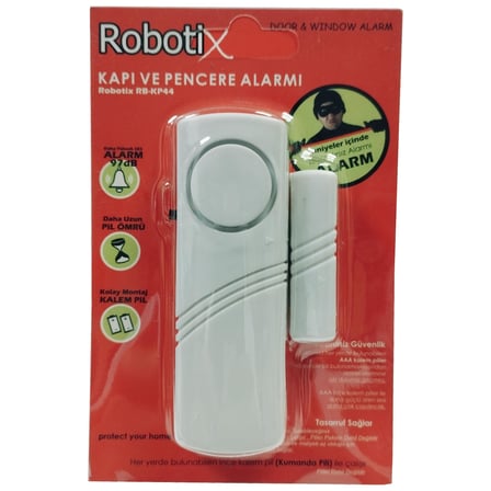 Robotix RB-KP44 Kapı Pencere Alarmı - Uzaktan Kumanda Pilli - Hırsız Alarm Sistemi Piller Hariç