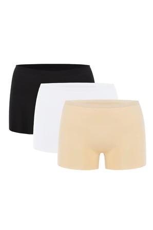 Bayan Giyim Esnek İç Pantolon İçi Basic Lazer Kesim Dikişsiz Kadın Boxer Külot 3'lü Paket
