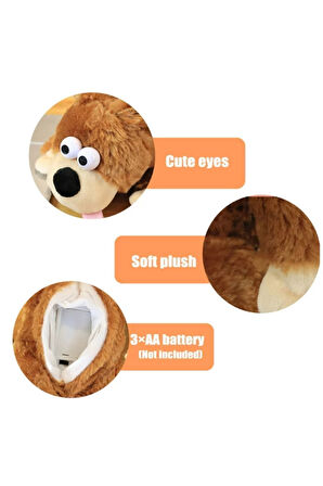 Kahkaha ile Yuvarlanan Pilli Sesli Hareketli İnteraktif Gülen Köpek - 30 cm