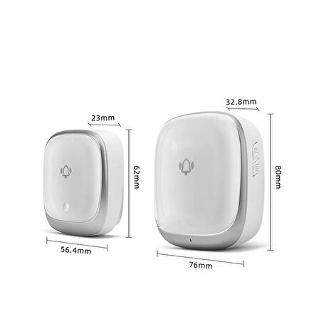  Kablosuz Kapı Zili Seti IP44 Su Geçirmez, 2 Alıcı, 38 Melodi, Kolay Montaj, 433MHz