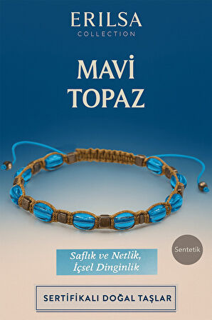 Sertifikalı Sentetik Mavi Topaz Taş Bileklik – Saflık Netlik ve İçsel Dinginlik