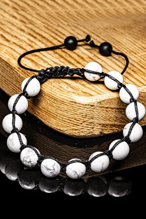 Sertifikalı Gerçek Havlit Taşı Bileklik - Makrome