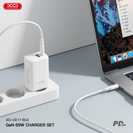 Özel Seri Yedek Bağlantı Ev 65W PD Hızlı Şarj Cihazı USB-C ve USB-A Çift Çıkışlı Adaptör